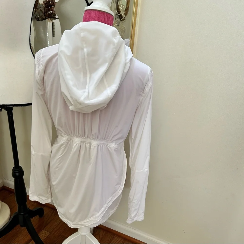 Lululemon 12 goal crusher Jacket White Full Zip Thumbholes Hood - Picture 6 of 10
